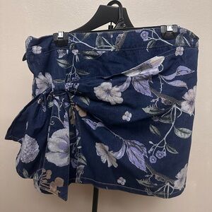 New Floral Wrap Mini Skirt Navy Purple | Cottagecore Y2K Tie Waist